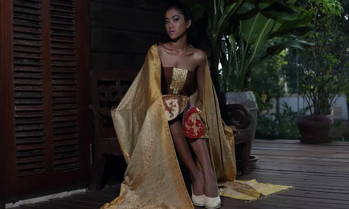 Angkor Golden Silk IKAT & Brocatel Dress