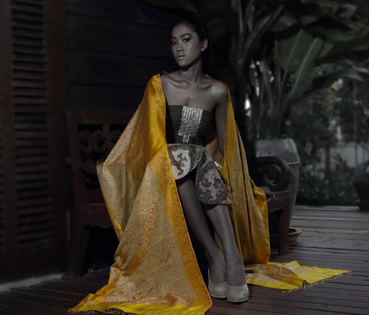 Golden Silk Dresses & Scarves